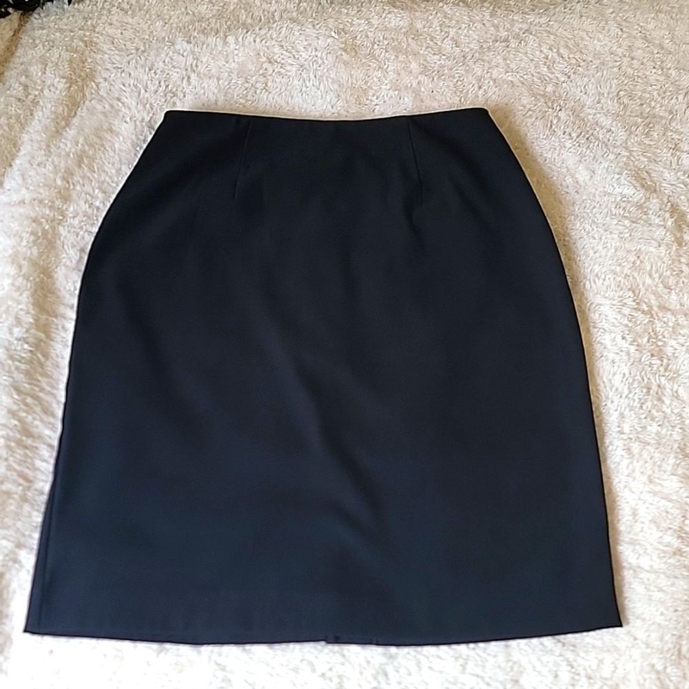 Geoffrey Beene stretchy knee length pencil skirt black size 4 office work wear‎